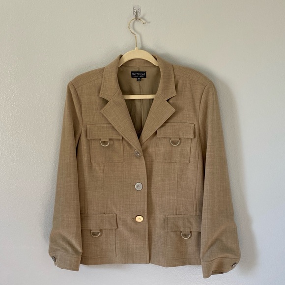 Bay Studio Jackets & Blazers - Bay Studio tan women’s jacket with silver hardware size 14P utility fall neutral